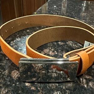 Puma Orange Belt with Silver Buckle Men’s Golf Belt Sz M Leather New